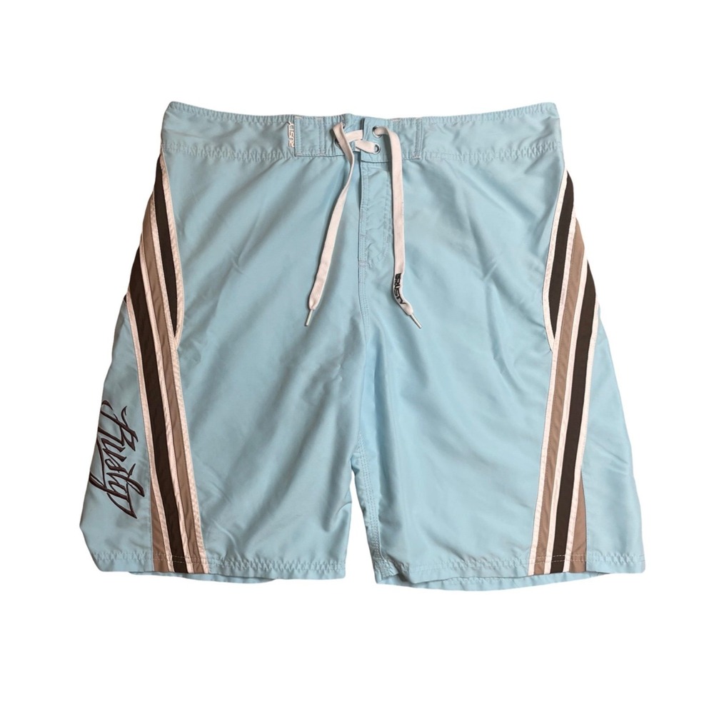 Rusty Board Swim Trunks Striped Surf Mens Blue Size 38
